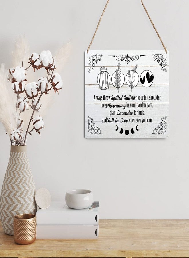 GUDIAO Funny Kitchen Signs Wall Decor Wood Plaque Always Throw Spilled Salt Over Your Left Shoulder Wooden Hanging Sign Decoration for Home Kitchen Door 8 x 10 - Image 5